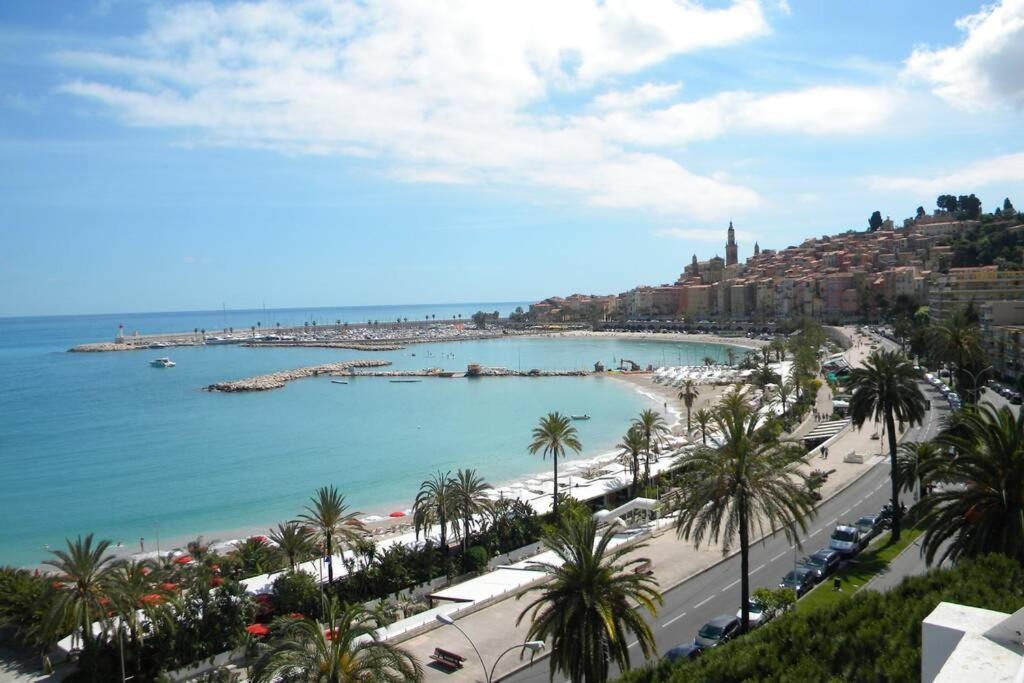 App Le Rocazur Avec Piscine Et Parking En Bord De Mer A 500M Du Centre Ville Menton Eksteriør billede